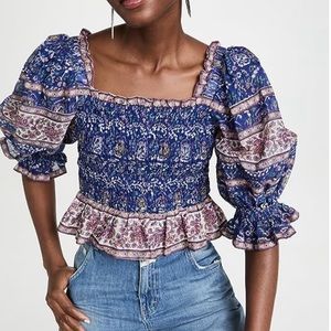 Sea New York - Rosita Border Puff Sleeve Smocked Top